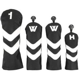 Golf Wood Head Covers Set of 4,Wood Golf Head Covers , Golf Club Head Covers Set Golf Club Covers for Drivers Golf Club Head Covers for Woods and Hybrids UT Head Covers (Black)