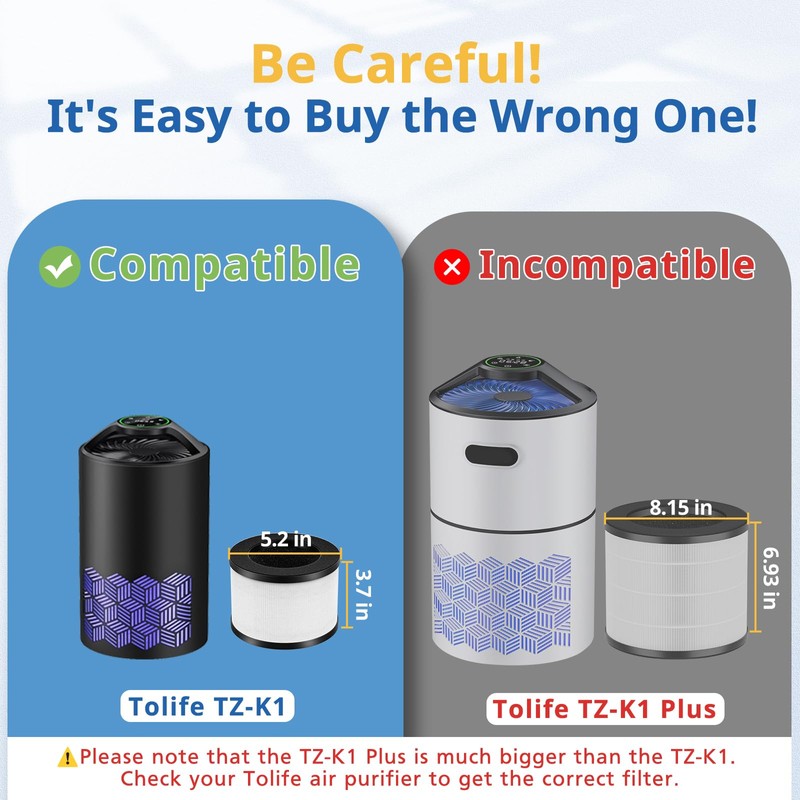 2 Pack TZ-K1 Replacement Filter Compatible With FreAire Air Purifier,