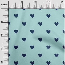 oneOone Velvet Light Blue Fabric Hearts Heart Quilting Supplies Print Sewing Fabric by The Meter 58 Inch Wide