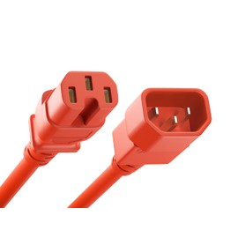 UNC Group Power Cable IEC C14 to C15 15Amp 14AWG 250V SJT Jacket, Red, 1.5 Foot