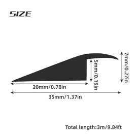 Carpet Floor Transition Strip, Self-Adhesive Multi-Surface Trim for Carpet to Tile/Hardwood/Laminate/Vinyl, Door Threshold Gap Cover for Uneven Floors Up to 5mm – Black (10Ft)