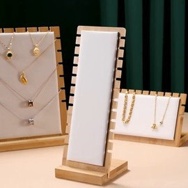 GERUI Jewellery Stand Necklace Jewellery Holder Wooden Chain Stand Jewellery Organiser Shop Window Holder for Necklaces Pendant Chain Bracelets (White)