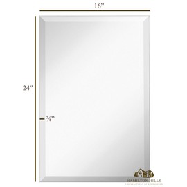 Hamilton Hills Large Frameless Mirror- 22" x 30" inch Premium Rectangle Beveled Mirror - Perfect for Wall Decor, Bathroom Vanity and Bedroom - Ultra Thin, Lightweight and Polished Bevel Edges -