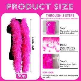 MORAINJAY Feather Boas 14 Colours Available, 2 Metres 90 g Feather Boas Fluffy Turkey Feathers Scarf Women, Feather Stole for Women Costume Dress Girls Tea Party, Feather Scarf for Carnival Party,