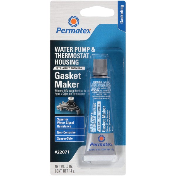 Permatex 22071 Water Pump and Thermostat RTV Silicone Gasket, 0.5 oz., 0.5 Ounce , blue