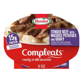 HORMEL COMPLEATS Tender Beef With Mashed Potatoes & Gravy Microwave Tray, 9 oz. (6 Pack)