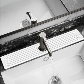 Dayacoco Faucet Mat for Kitchen Sink,Super Absorbent Diatomite faucet mat, Quick Drying Stone Sink Tray, Faucet Splash Guard for Kitchen,Bathroom Counter (White, 23.6" x 3.9")