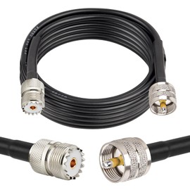 MOOKEERF PL-259 UHF CB Coax Cable - 12FT, RG58 PL-259 UHF Male to Female Low Loss Antenna Extension Jumper for HAM Radio, Antenna Analyzer, Dummy Load, SWR Meter