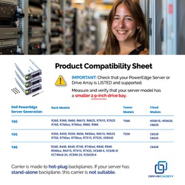 DRIVECADDY 3-Pack 2.5" Hard Drive Caddy - Compatible for Dell PowerEdge Servers - 14-16th Gen T560 R660 R6615 R6625 R7615 R7625 R760 R760xs R760xa R860 R960 and More - SSD SAS SATA NVMe Tray