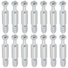 LT Easiyl 50pcs M6 Cam Lock Dowel Screw Thread Bolts Dowels Galvanized Iron Furniture Fixing Bolt Silver for Furniture Frames Cupboard Wood Boards Connecting Screws
