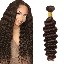 30 Inch Color #4 Bundle Dark Brown Deep Wave Human Hair Bundles Brazilian Chocolate Brown Bundles Human Hair Color #4 Loose Deep Wave Bundle Hair Weave