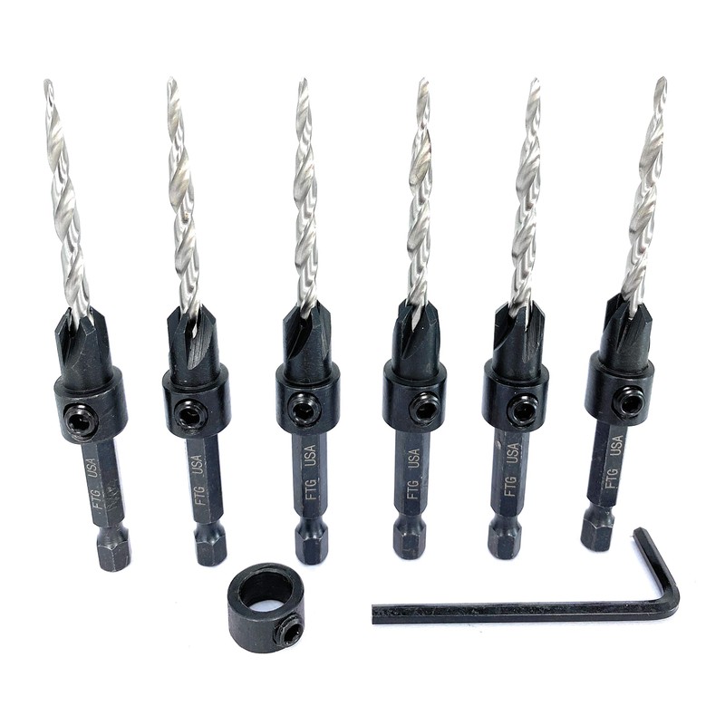 FTG USA 6 Pc #8 (11/64") Countersink Drill Bit Set
