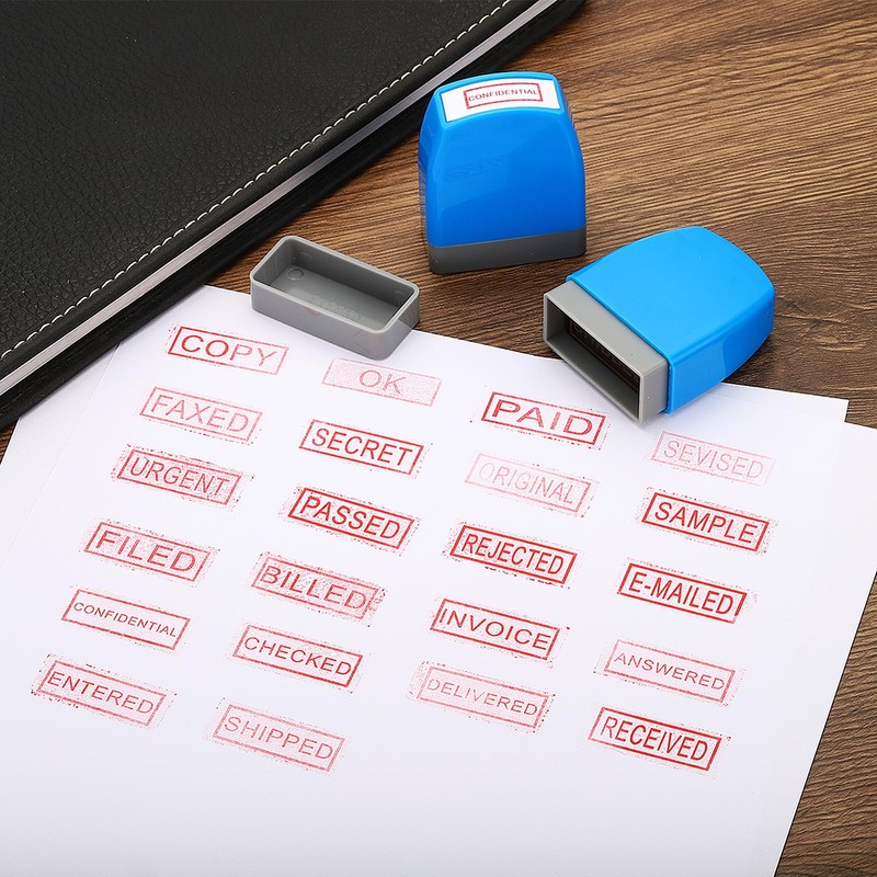 PATIKIL OK Stamp Self Inking Red Ink Office Stamps Pre-Inked