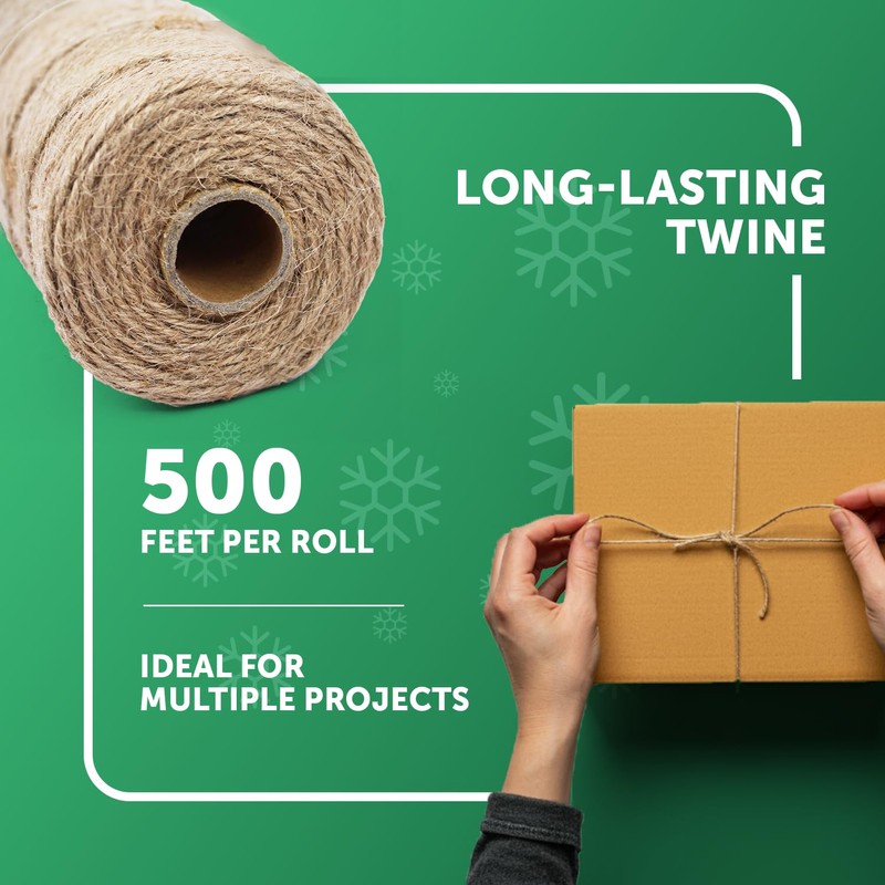 Merrimen Biodegradable Jute Christmas Wrapping Twine – 3 Rolls of