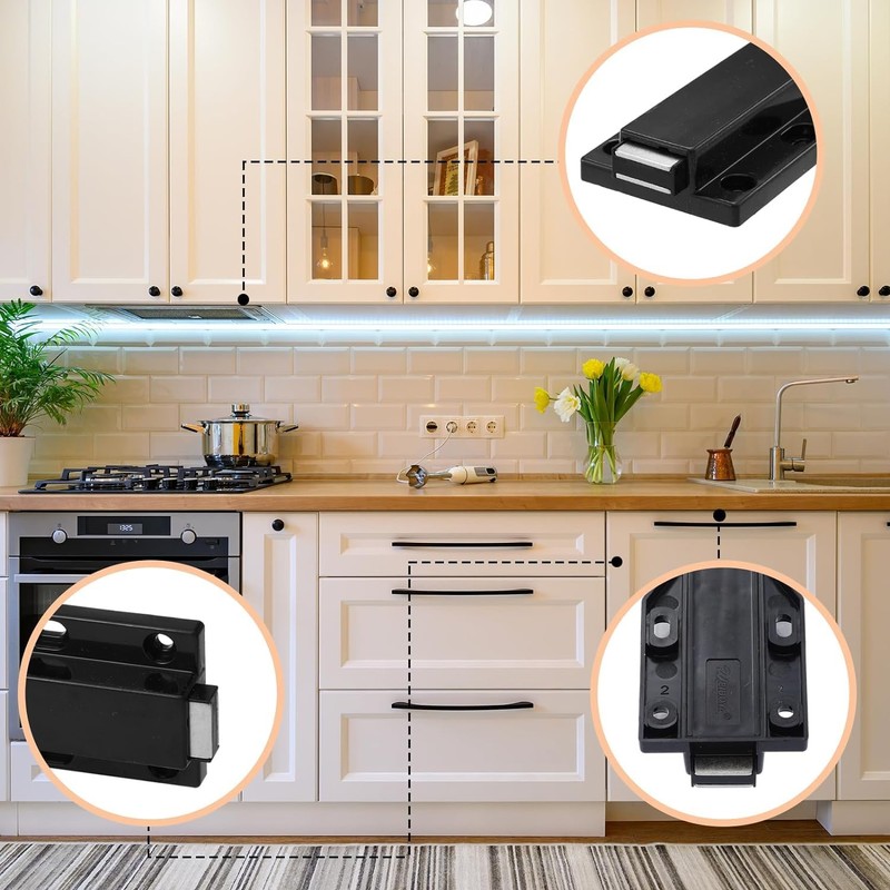 4Pcs Magnetic Push Latch, Push to Open Cabinet Catch Hardware