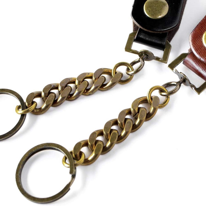The 582 582 582 Leather Belt Loop, Brass, Curved, Chain,