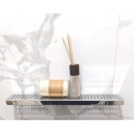 SereneDrains Stainless Steel Polished Chrome Shower Shelf for Inside Shower Drill in Wall Mount Small Bathroom Shelf Decor Organizer Rack Caddy Floating (Polished Stainless Steel, 12 Inch)