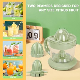 Aigostar Orange Juicer Electric Citrus Juicer, 700ml Bowl with Scale, 2 Citrus Cones, Tow Way Rotation, Filter, Lemon Juicer for Orange Lime Lemon Grapefruit, Retro Green -Henry 031IN