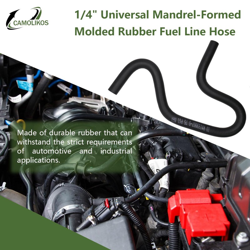 1/4" Universal Mandrel-Formed Molded Rubber Fuel Line Hose 45° 90°