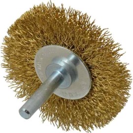 Value Collection 2-1/2" OD, 1/4" Shank Diam, Crimped Brass Wheel Brush 3/8" F...