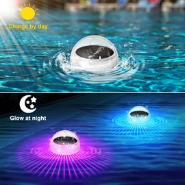 Solar Pool Lights,Floating Pool Lights that Float,RGB Color Changing Waterproof LED Lights for Pools,Gardens & Parties,Glow in The Dark Solar Powered Pool Lights for Outdoor Decoration (4, RGB)