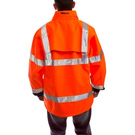 Tingley Standard Icon High Visibility Jacket with Attached Hood, Fluorescent Orange-red/Black, Small