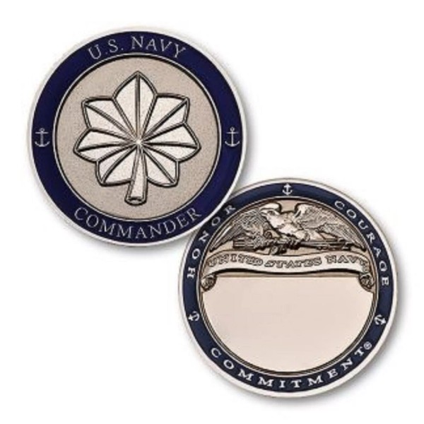 NAVY COMMANDER SILVER LEAF 1.75" CHALLENGE COIN