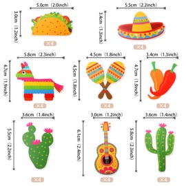 32 piezas de decoración para cupcakes de fiesta mexicana montada de cactus, burro, maraca, sombrero, guitarra, cupcakes, fiesta mexicana, fiesta de cumpleaños, decoración de pasteles