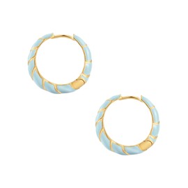Glanzstücke München Women's Creole Earrings 925 Sterling Silver Yellow Gold-Plated 14 Carat with Blue Enamel Silver Hoop Earrings, Silver