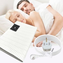 HUNAIGEE Grounding Bed Sheet with Silver Fiber Grounding Sheets Conductive Grounding Mat Soft Earthing Bed Sheet Therapy for Better Sleep Reduce Stress Pain 68x132cm Beige