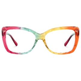 VOOGLAM Blue Light Glasses for Women Rectangle Gaming Glasses Anti Eyestrain Dry Eyes UV Computer Phone TV Eyewear Fashion Letitia Colorful GJGP797619-13 Trend