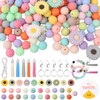 MARCHROSE 222pcs Keychain Making Kit,200pcs 12mm Silicone Beads Bulk 10pcs