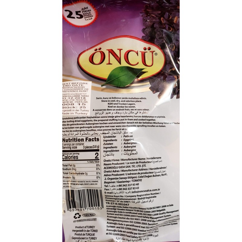 ÖNcü Dried Eggplants - Kurutulmuş Patlıcan 25pcs