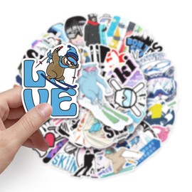 LYunMu 50 Pcs Ski Stickers for Kids Teens Adults Boys Girls Gift,Stickers Pack for Laptop,Skateboard,Luggage,Car,Bike,Cup,Computer,Water Bottle Decor,Skiing Vinyl Waterproof Sticker Decals