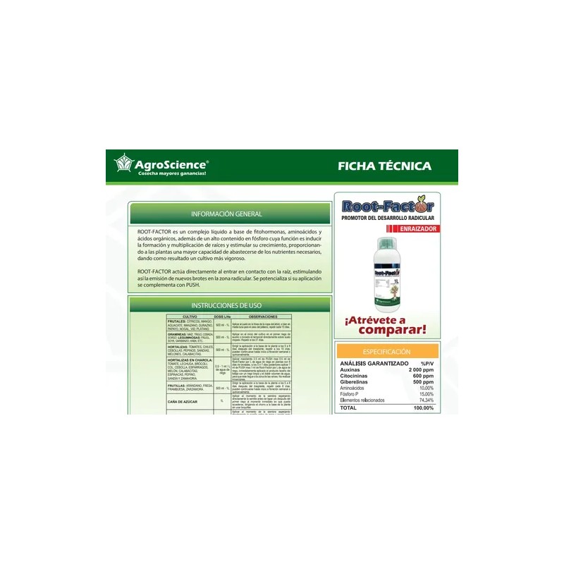 Root Factor Estimulador De Raíz (auxinas) Aminoácidos 1 L