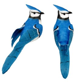 6PCS Claw On Artificial Birds Realistic Blue Jay 5.5Inch Foam Feather Bird for Christmas Tree Ornaments Wreath Crafts Flower Arrangements Home Party Decor