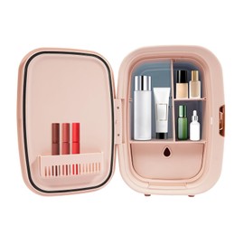AngelcityCC Skincare Fridge, 12L Mini Fridge for Bedroom, Portable Cooler & Warmer Small Compact Refrigerator for Skincare Cosmetics Makeup Food Drinks Car Office