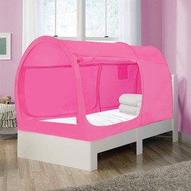 Alvantor Bed Canopy Bed Tents Dream Tents Privacy Space Twin Size Sleeping Tents Indoor Pop Up Portable Frame Curtains Breathable Pink Cottage (Mattress Not Included) Reducing Light