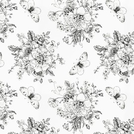 17.7In X 197In Self Adhesive Shelf Liner for Kitchen Bedroom Cabinets Dresser Drawer Liner Floral and Butterfly Waterproof Vinyl Rolls