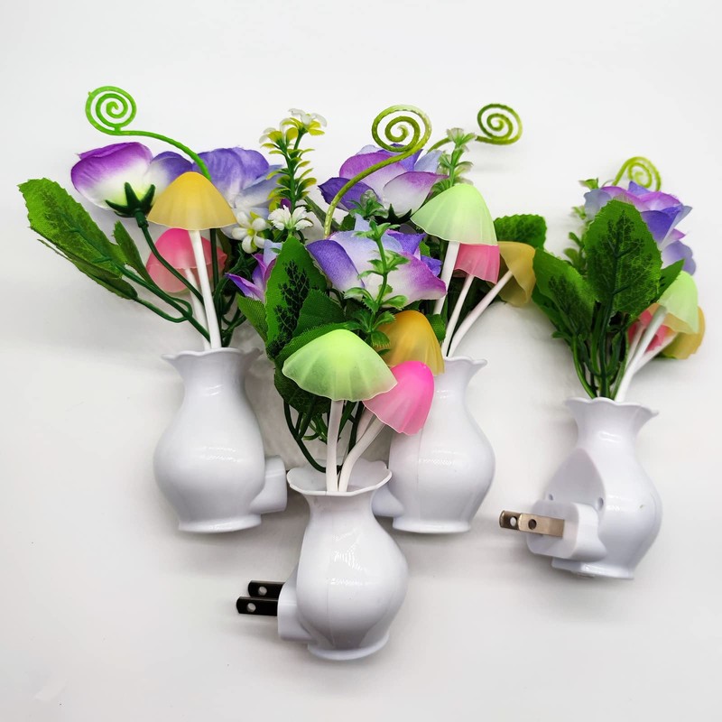 AUSAYE 4 Pack Plug in LED Night Light Sensor Rose