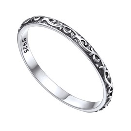 FOCALOOK Friendship Rings Feminine Jewelry Solid Silver Band Ring Dainty Celtic Irish Knot Sterling Silver Thumb Ring for Women Size Y