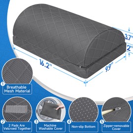 CushZone Foot Rest,Desk & Gaming Accessories,Foot Rest for Under Desk at Work,Comfortable Footrest with 2 Adjustable Heights & Removable Cover, Office Desk Accessories（Gray）