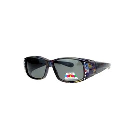 Polarized Rhinestone Fit Over Lens Cover Sunglasses - Purple Butterfly