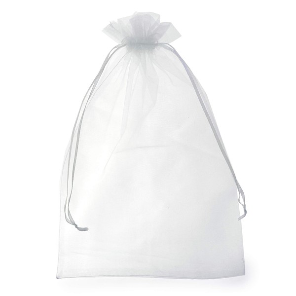 Allgala 100 Count Orangza Gift Party Favor Bags with Drawstring-8x12 Inch-White-PF53401