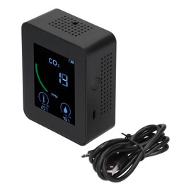 Air Quality Detector Digital USB Charging Carbon Dioxide Monitor Temperature Humidity TVOC DetectorBlack