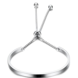 Pulsera clásica de acero inoxidable de tamaño ajustable, Metal, circonita