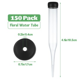 LDHHYH 150 Pack 4 Inch Floral Water Tubes with Caps, Plastic Flower Water Tubes, Water Tubes for Flower, Single Floral Tubes for Fresh Flower Arrangement Decoration