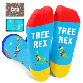 Zmart Funny Christmas Socks for Kids, Holiday Socks Dinosaur Socks, Christmas Gifts Santa Gifts Stocking Stuffers for Boys Girls