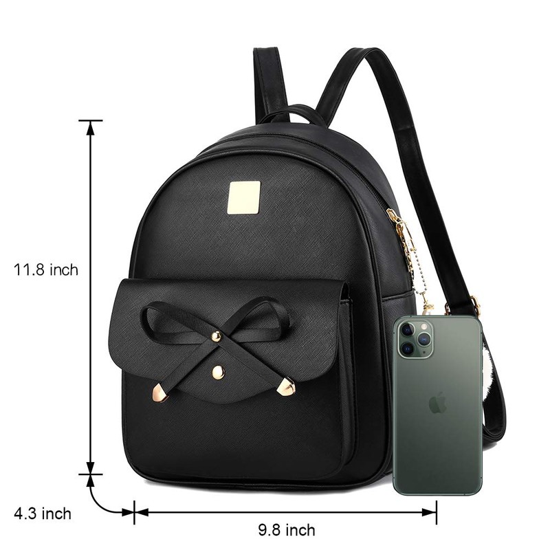 I IHAYNER Girls Bowknot 3-Pieces Fahsion Leather Backpack Backpack Purse
