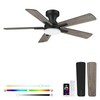 42 Inch Flush Mount Ceiling Fan with Lights,RGB & Dimmable LED,Quiet DC Motor, Remote & App Control,Modern Indoor,Outdoor Low Profile Fan for Small Bedroom,Patio,or Porch Black & Walnut Brown